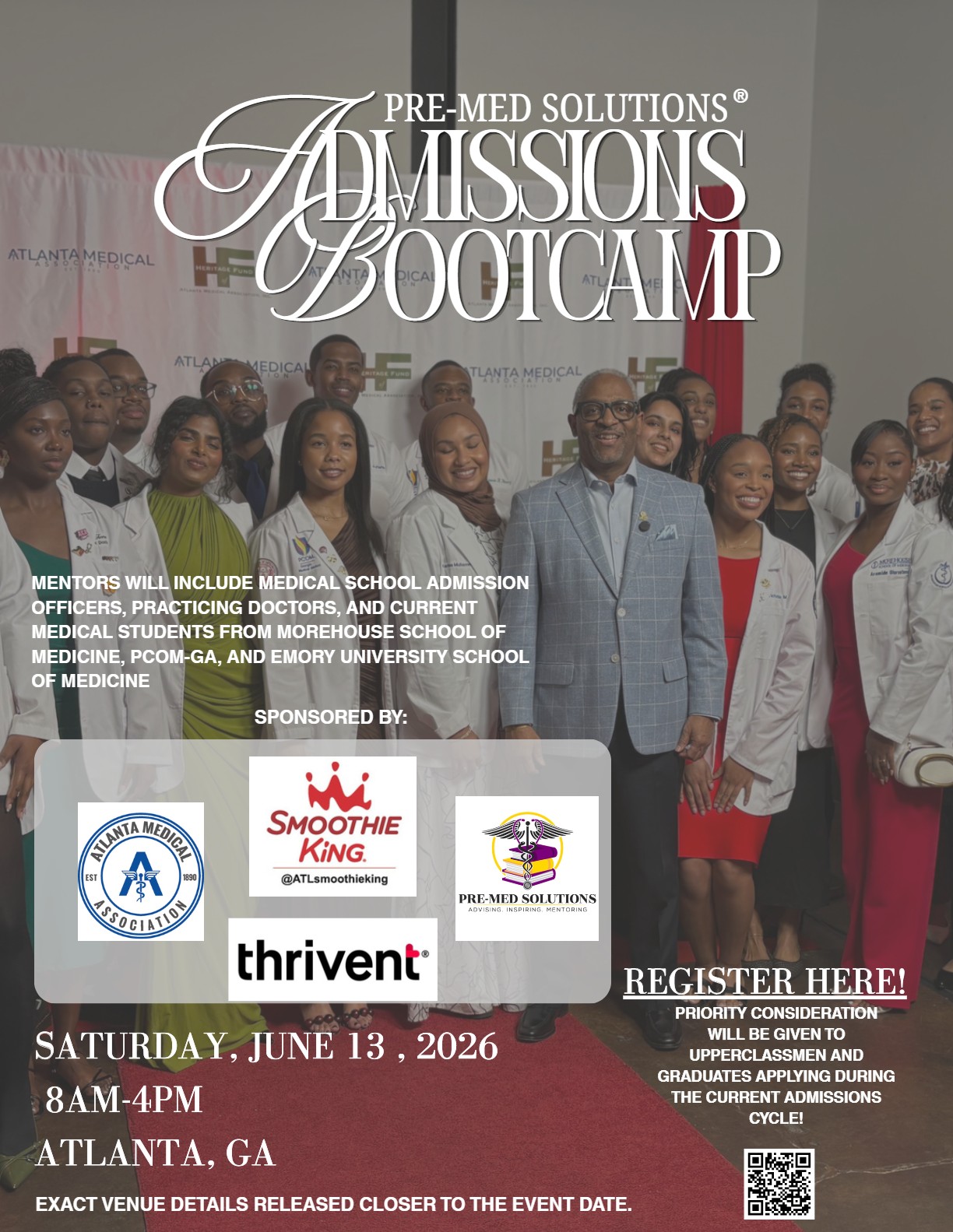 Pre-Med Solutions Admissions Bootcamp Flyer